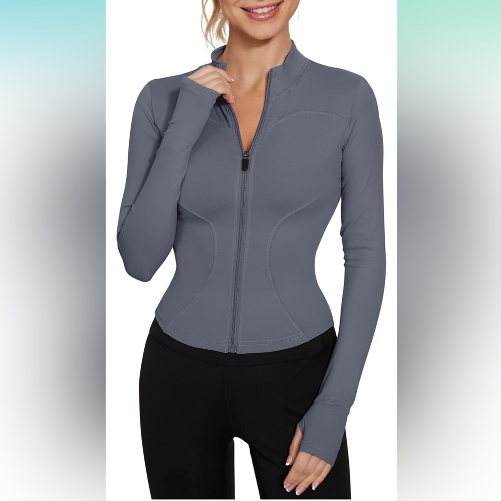LUYAA Women's Workout Jacket Lightweight Zip Up Yoga Jacket Cropped Athletic